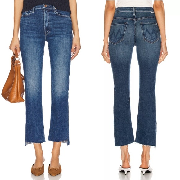 MOTHER High Rise Stretch Denim Ankle Crop Step Fray Hem Bootcut Leg Jeans 25 - Picture 9 of 12
